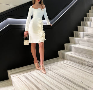 Milano -White فستان سهرة قصير
